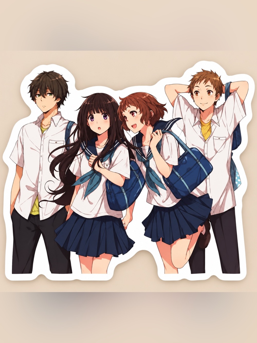 Hyouka Anime Group Sticker | Classic Literature Club Vinyl Decal